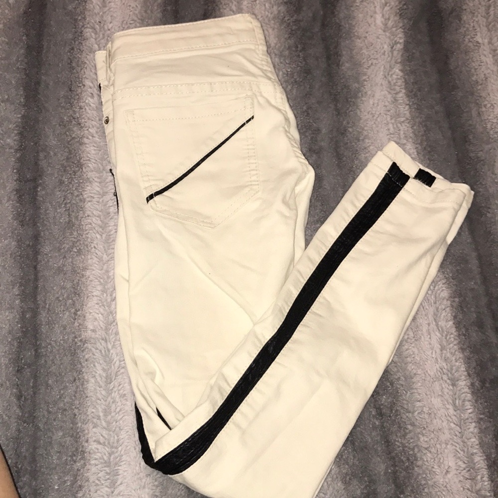 Free People White Jean With Leather